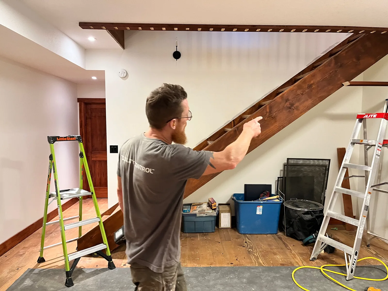 Ben Wheeler building and installing custom stairs and railings in the Edmonton area
